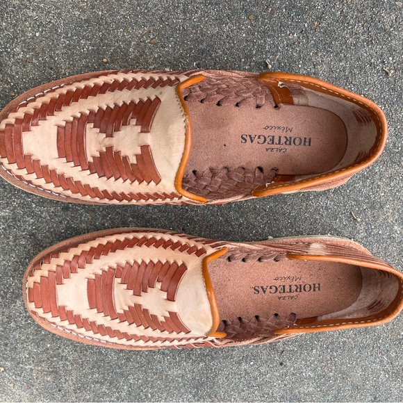NEW! Hortegas Brown & Beige Woven Leather Huraches | Sandal | Loafer - Mens 7 👞 - Picture 4 of 10